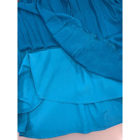 J.Crew Strapless Chiffon Evening Gown Size 00 Teal Blue Formal Dress - Picture 11 of 11
